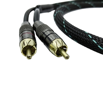 Kabel RCA od mężczyzny do mężczyzny 2 z nylonem z przędzy rozszerzalną rękawicą 9,5 mm średnicy zewnętrznej