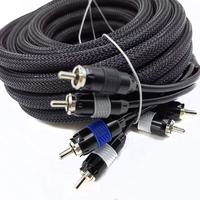 Kabel RCA od mężczyzny do mężczyzny 2 z nylonem z przędzy rozszerzalną rękawicą 9,5 mm średnicy zewnętrznej