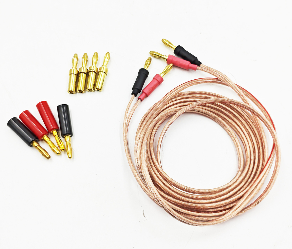 Przejrzysty 14Gauge Banana Wire dla Bi-Wire Bi-Amp HiFi Surround Sound 99,9% OFC Copper