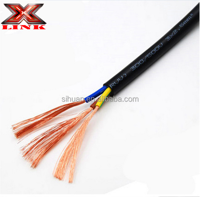 14AWG 16AWG 2,5 mm 1,5 mm 3 2 rdzenia włókien miedzianego kabla elektrycznego z izolacją PVC